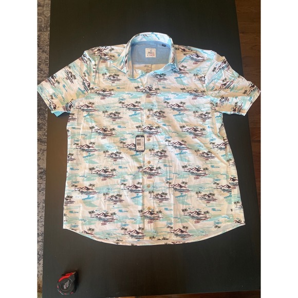 Johnnie O Barts Tropical Print Stretch Camp Shirt X LARGE NWT - Picture 1 of 8